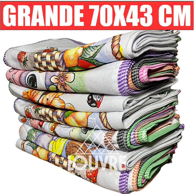 10 Pano de Prato Guardanapo Estampado com viés 100% Algodão