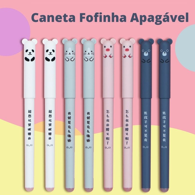 Caneta Criativa Gel Fofa Bixinhos Personagens Animadas Kawaii