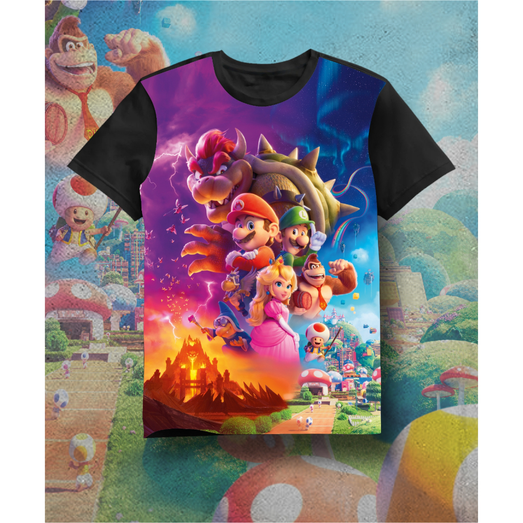 Camisa Masculina Super Mario Bros o Filme Camiseta Infantil Adulto Desenho Jogo Game Luigi