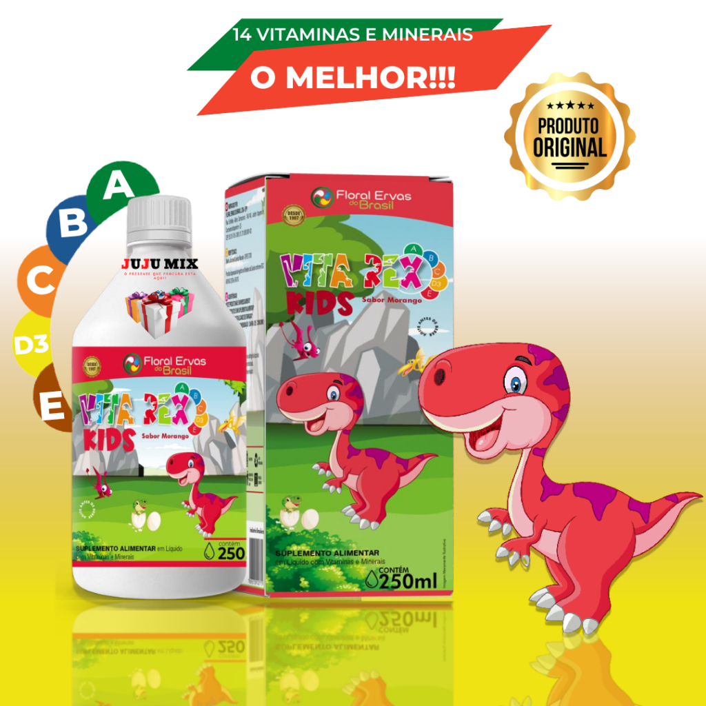 Vitamina para Criança Vita Rex Infantil Ajuda no Apetite de Crianças -Vitamina A, B, C, D3 e E Polivitamínico Para Imunidade