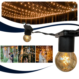 Varal Luzes Aljatec 10 metros Lampada Clara 15w Area Externa Gambiarra Casamento Eventos Fio de Luz Cordão Externo Jardim Rede