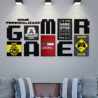 Conjunto Placas E Letras Gamer Personalizado Nome