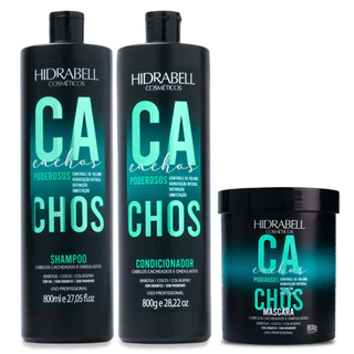Kit Cachos Poderosos 800ml Hidrabell - Definição, Hidratação e Umectação dos Cabelos Cacheados