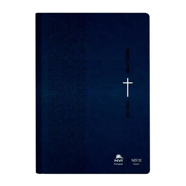 Bíblia Bilíngue Português/Inglês NVI Luxo Azul