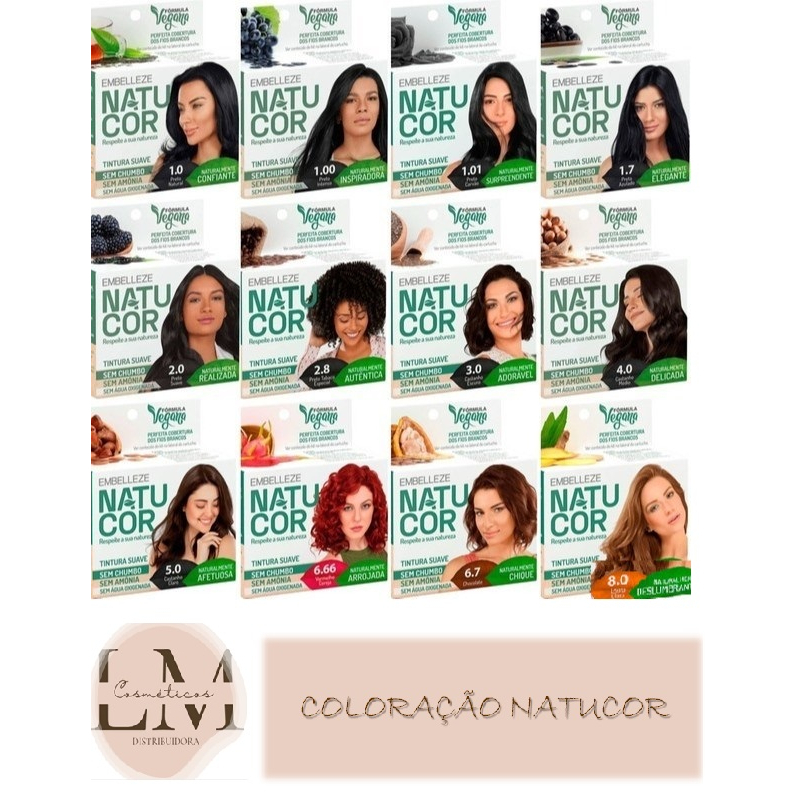 Tintura Vegana Natucor Embelleze Tinta para Cabelo 12g | Shopee Brasil