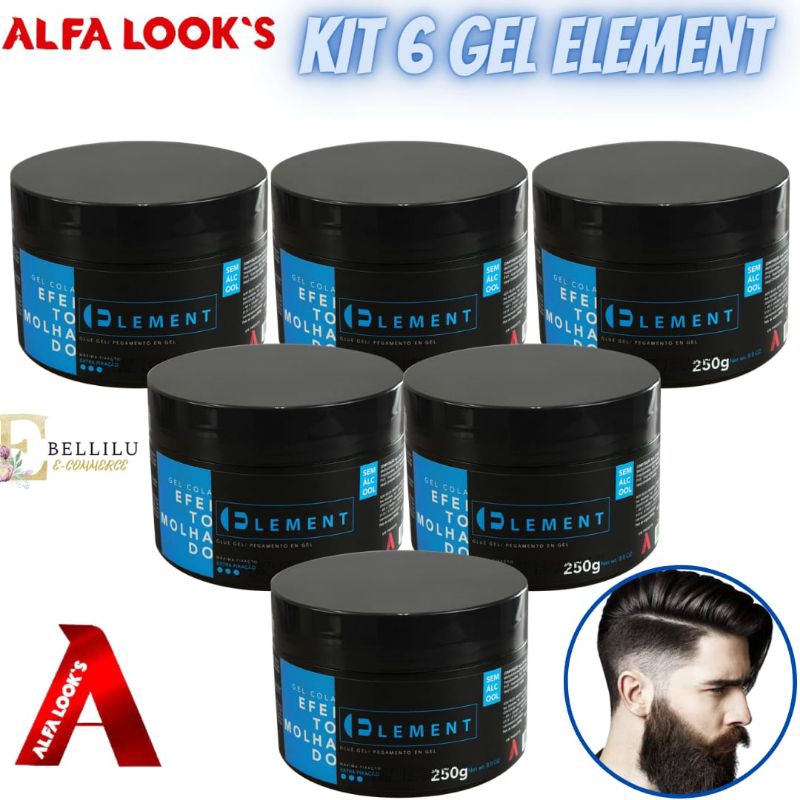 Kit 6 Gel cola incolor element alfa Looks 250g fixação extra forte ...