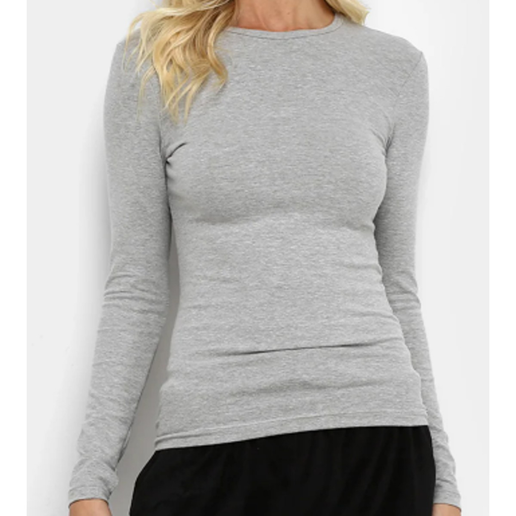 Blusa Básica Manga Longa Feminina