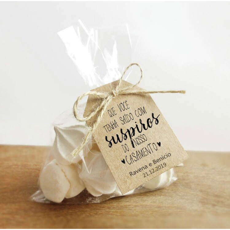 Kit 80 Saquinho de Suspiros para lembrancinha de casamento