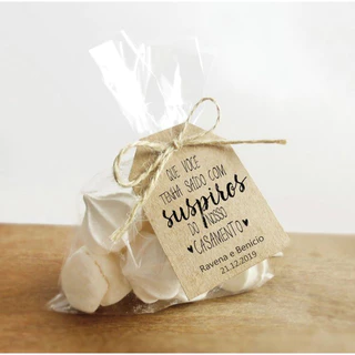 Kit 80 Saquinho de Suspiros para lembrancinha de casamento