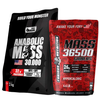 Kit Anabolic Mass 30000 + Mass 36500 Gainers, refil 3kg