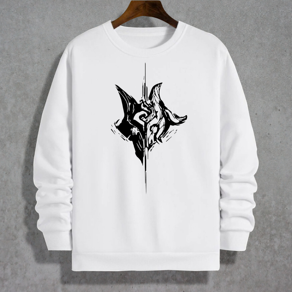 Moletom Gola Redonda Branco Unisex Simbolo Kindreds League of Legendes lol