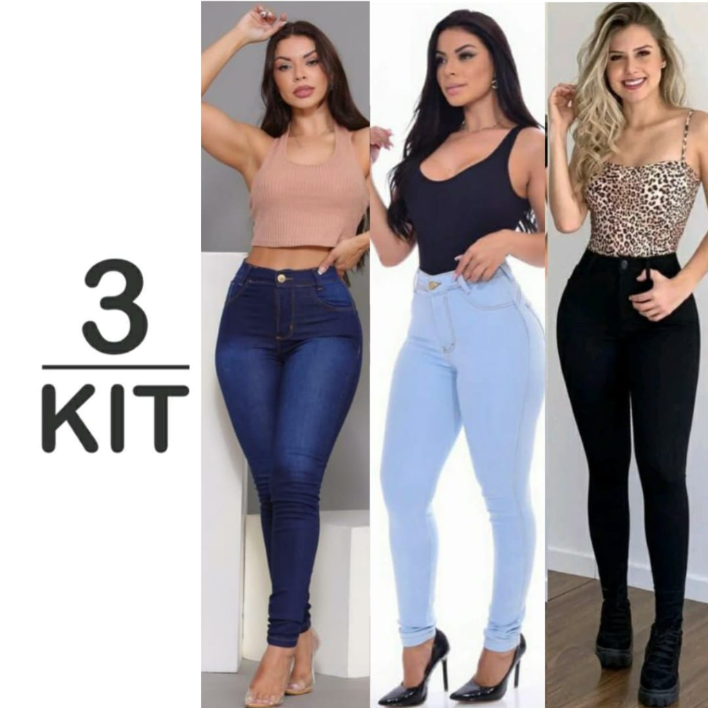 Kit 3 Calças Jeans Cintura Alta a escolha Promoção - NR Modas