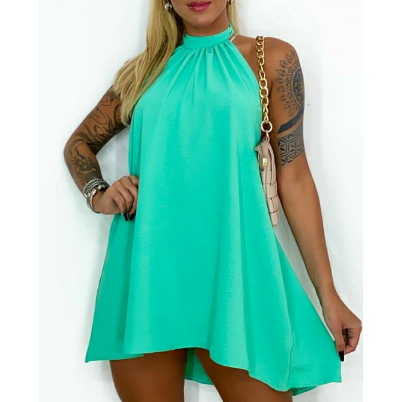 Vestido Soltinho Bata Frente Unica Decote Costas Nua Lançamento Verão ...