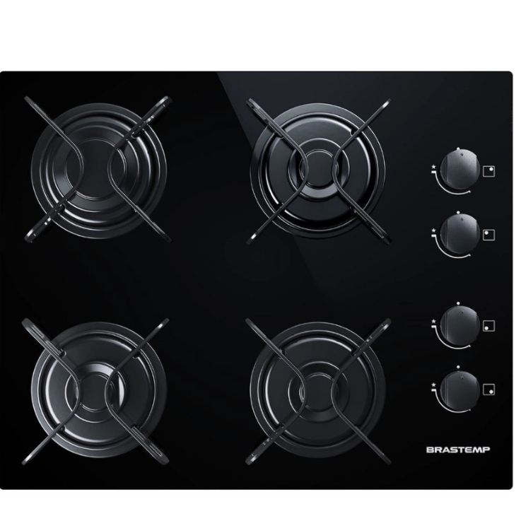 Cooktop à Gás 4 Bocas Brastemp Ative! BDD61 Preto Vidro Bivolt