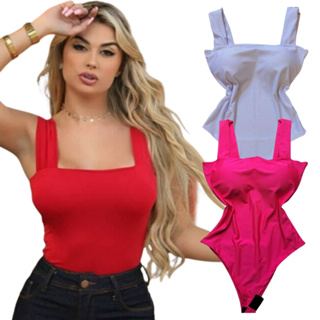 KIT 3 Body Alça Larga Confortável com Bojo Tendencia Feminino Verão