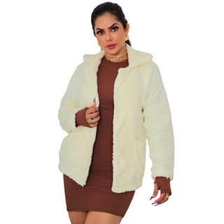 Casaco Teddy Feminino Blusa Pelinho Longo De Frio Tendência