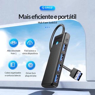 Adaptador Hub 4 USB 3.0 5Gbps Orico Extensão Chip GL3510
