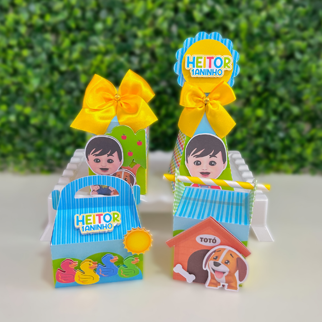 Kit festa Bento e Totó Personalizados | lembrancinhas | festa infantil | aniversário | caixinhas personalizadas