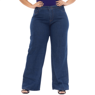 Calça Jeans Escuro Wide Leg Versão Destroyed Pantalona Plus Size Tecido  Premium Ref: 0054 - PARADISE MODAS - Calça Plus Size Feminina - Magazine  Luiza