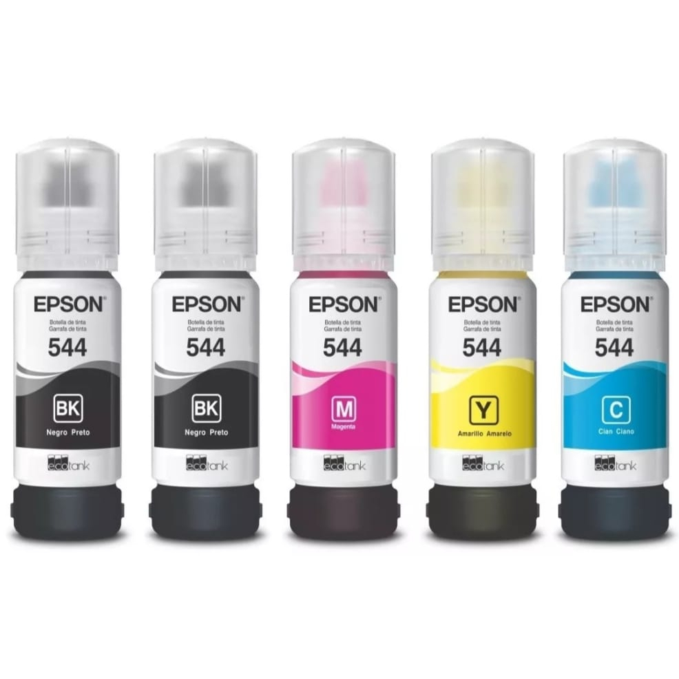 Kit 5 Refil Tinta Para Epson T544 L3110 L3250 L3150 L5190 L3210 L5290 L1250b Y C M Escorrega O 9286