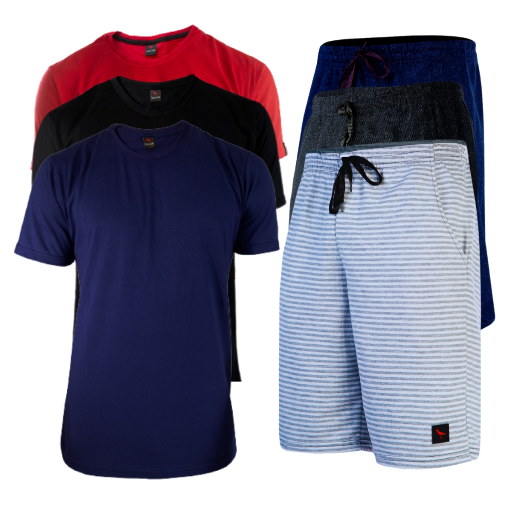 Conjunto Camiseta Masculina Lisa + Bermudas Moletom Algodão Academia Adulto Masculino Cores Sortida Treino