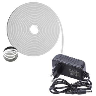 Fita Led Neon BRANCO Frio+ FONTE Alto 5m 12v Bivolt iluminaçao de led para casas, jardins, carros, decoraçao