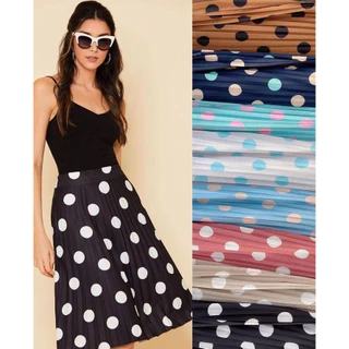 Saia Midi plissado poa anos 60 tendencia cod 037