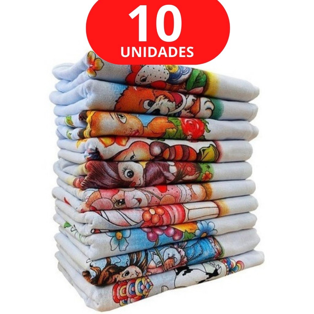 kit 10 Pano De Prato Atacado Estampado Bainha Com 10 Peças