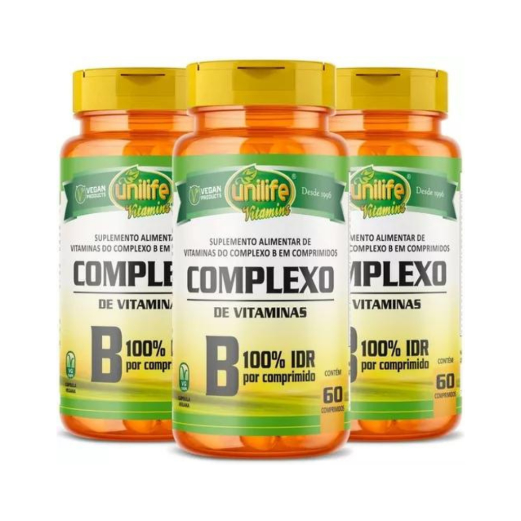 KIT C/3 Un. Vitamina Complexo B 500mg 180 Comprimidos Unilife | Shopee ...