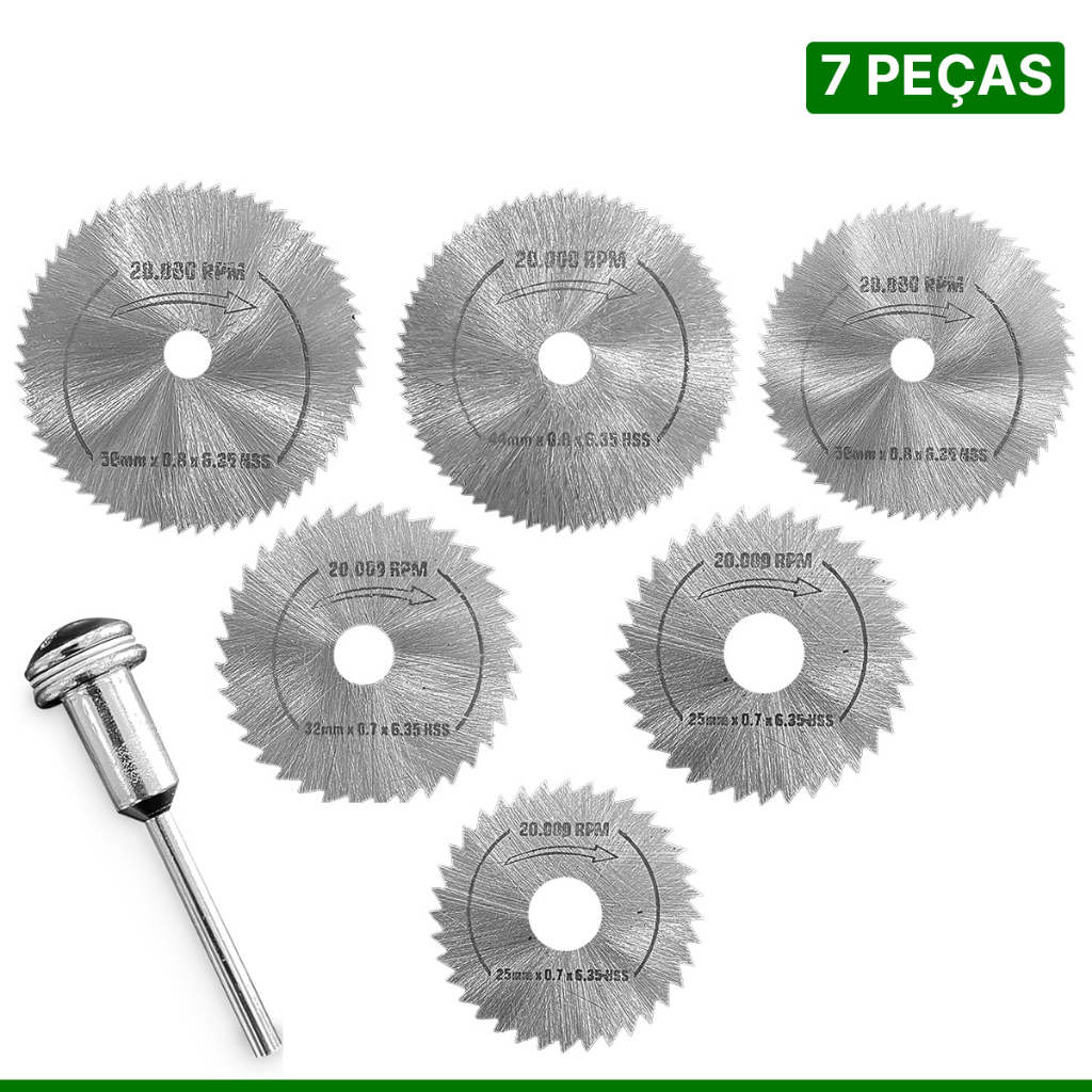 Disco De Corte HSS P/ Micro Retifica C/ 7 Peças Titanium | Shopee Brasil