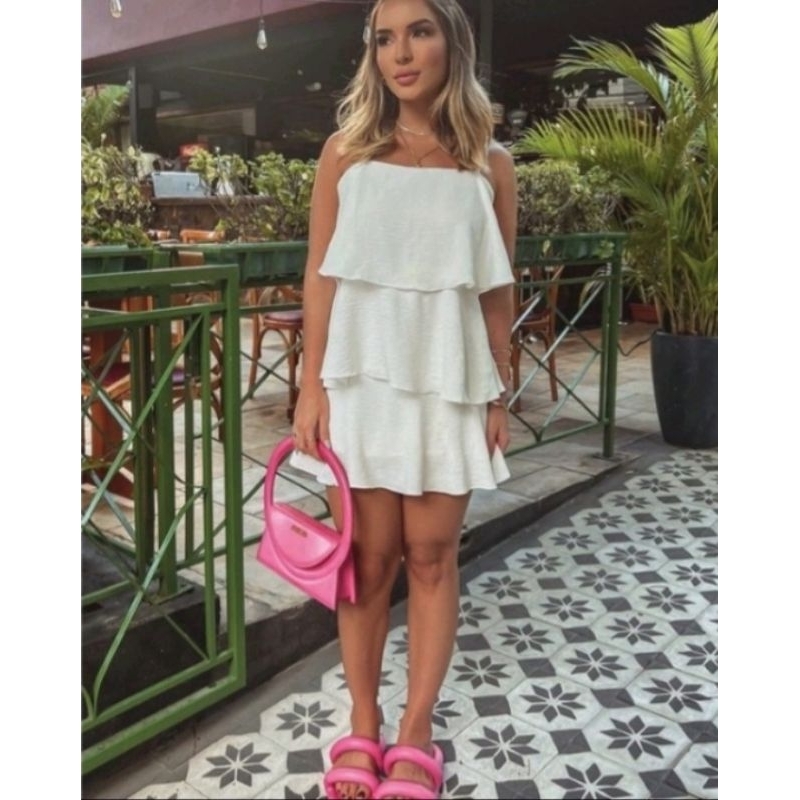 vestido blogueira 3 babado| 2023 | Shopee Brasil