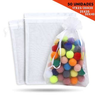 Saco Organza - Saquinho Para Lembrancinha Branco - 17x23/20x30/25x35/30x40 50 Unidades - Nybc