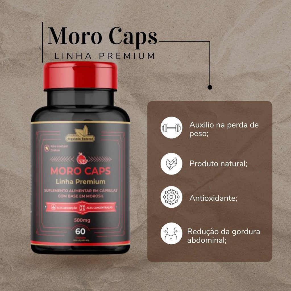 Moro Caps Premium Com 60 Cápsulas (base em Morosil) Alquimia Perfeita