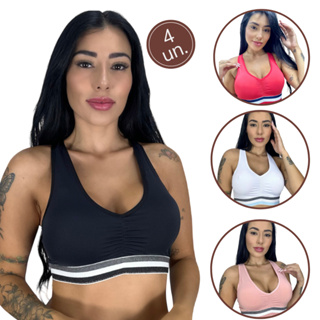 Kit 4 Top Academia Fitness Nadador Liso Casual Atacado Roupas Femininas Revenda Top Fitness