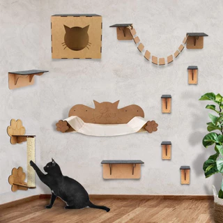 Playground para Gatos Kits Arranhador Nicho Rede Brinquedo Gato Ponte Degraus Prateleiras de Parede