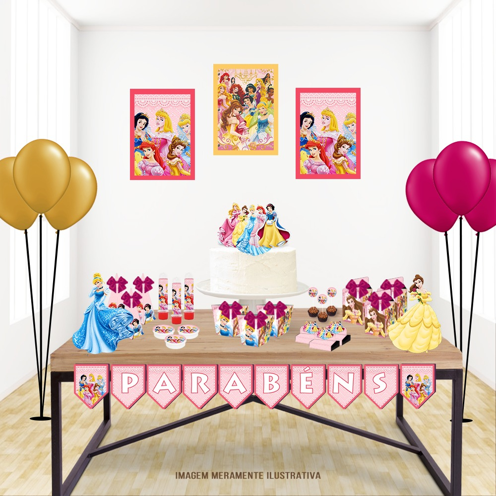 Kit Festa Fácil Princesas Disney Decoração Aniversário