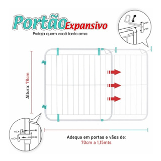 Portão Expansivo Proteção Criança Cão Pet De 70 A 115 Cm