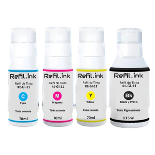 Kit 4 Tintas Refil-ink P/ Impressora Canon G3160 G2160 Gi-11