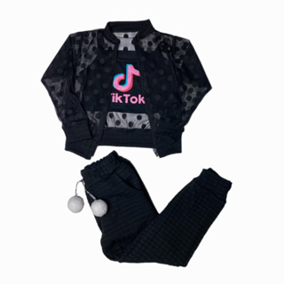 kit 3 Peças infantil Com Glitter Tik Tok Moda Verão Menina Mini Diva