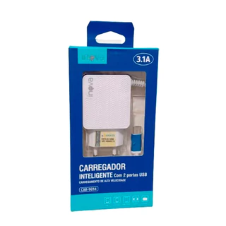 Carregador Com 2 USB Inova/Basike 3.1 Micro