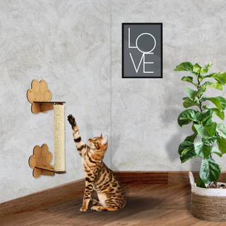 Arranhador para gato em mdf e sisal brinquedo de parede fixo