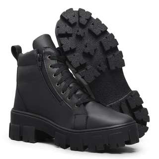 Bota Feminina Coturno Tratorada Cano Curto Blogueira Promoção Top
