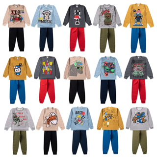 Combo 4 Peças De Roupas Inverno Conjunto Moletom Menino Infantil Masculino Calça Blusa Frio Tamanho 1 2 3 4 6 8