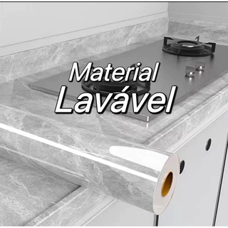Papel De Parede Adesivo para cozinha Mármore Cinza Lavável 4,5 METROS X 60CM Renove Seu Moveis Bancada Ambiente Cozinha Banheiro