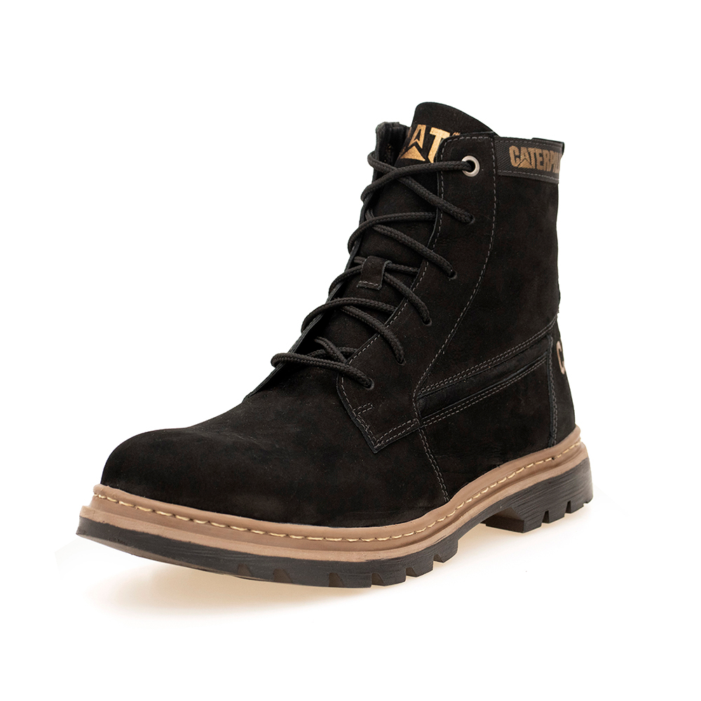 Coturno Masculino Bota Couro Legitimo Solado Costurado Preto + Brine C&t