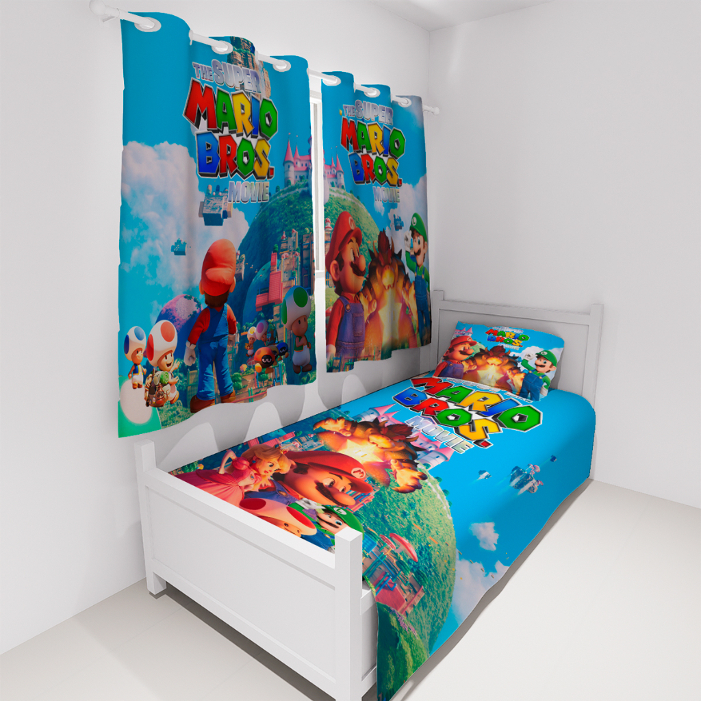 Cortina Quarto Infantil Super Mario Filme - 2,60x1,50