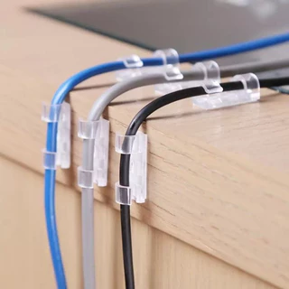 OFERTA Organizador De Fios Transparente Ou Branco Multiuso Plástico 20 Unidades 3x1x1cm Para Carregador Celular Mouse com fita dupla face Clink