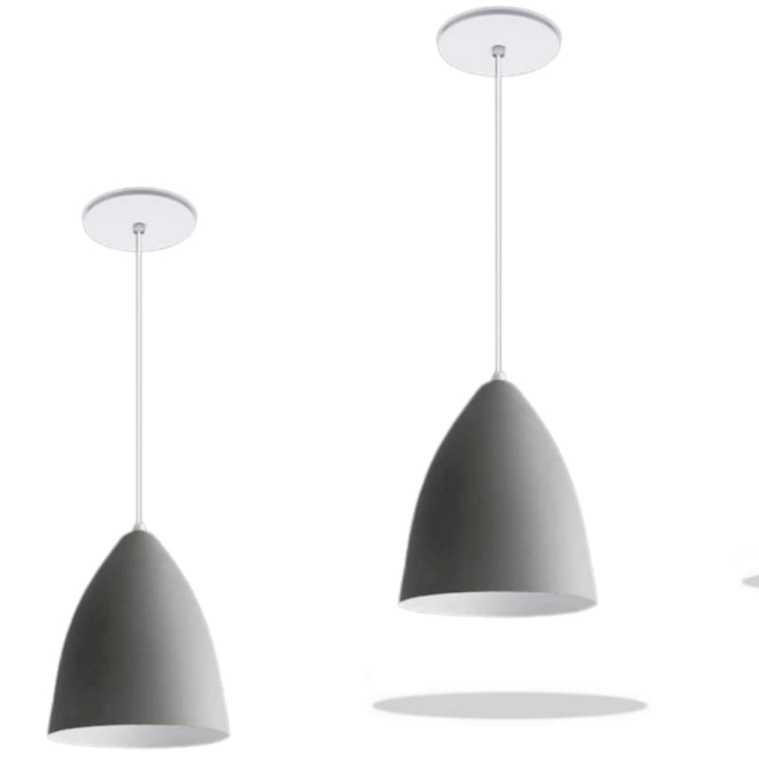 Kit 2 Pendentes Lustre Luminária Vegas Cinza/Branco