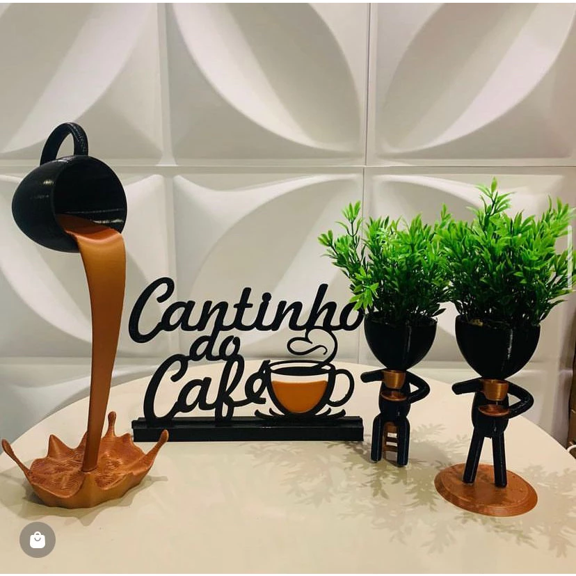 cantinho do café com xícara flutuante e bob com as plantas - Imagem 4