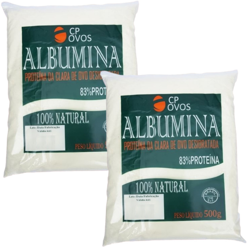 Albumina Pura 1 kg - Proteína 80% - Suplemento Integral - CP Ovos (2x500g)